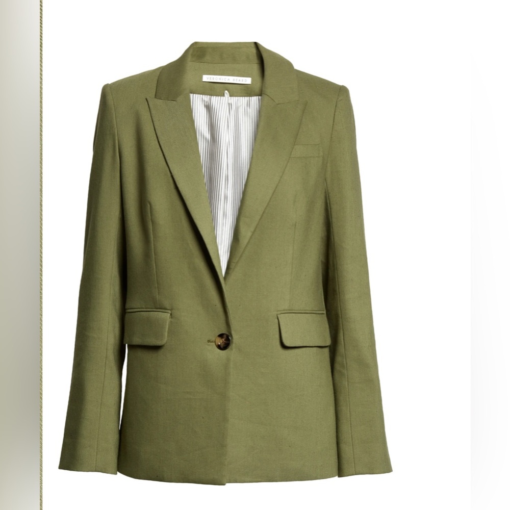 Veronica Beard Olive Green Single-Button Blazer